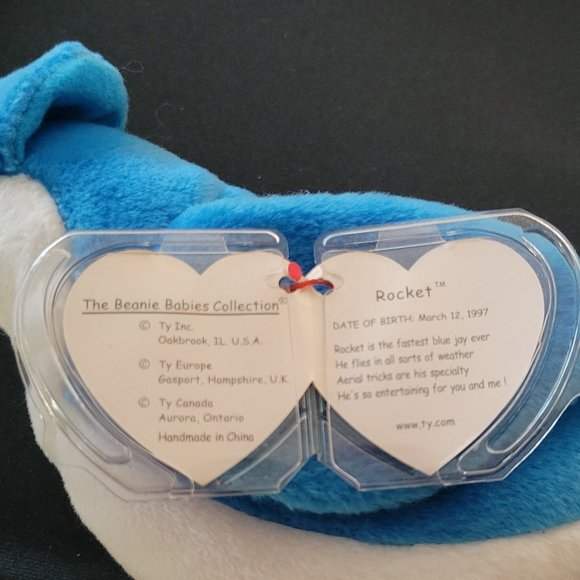 Ty Beanie Babies *RARE ERROR STAMP* Rocket Blue Jay Bird 1997 (Retired) - Picture 6 of 13